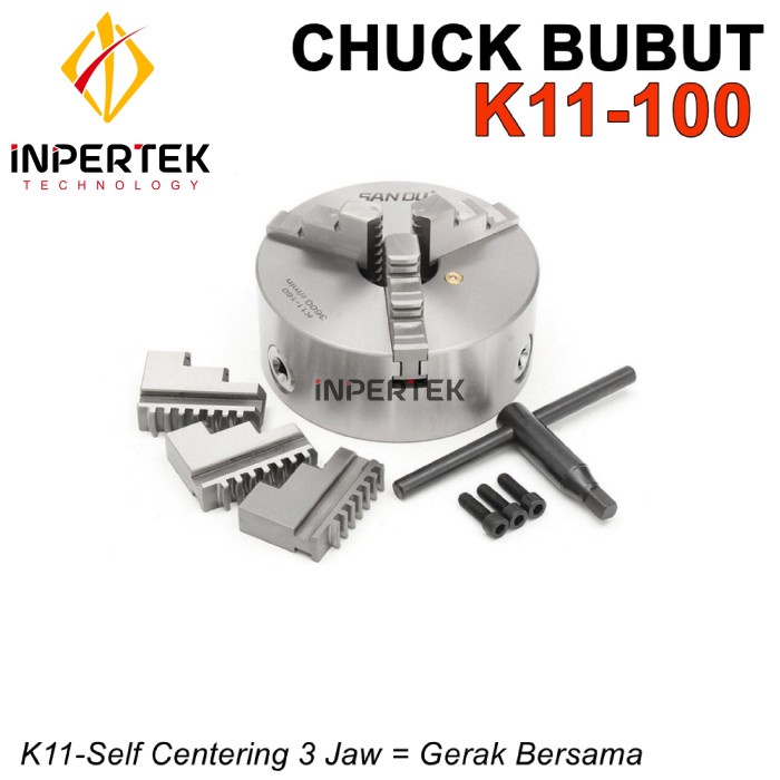 Chuck Bubut 4" 3 Jaw San Ou Claw Bubut 3 Jaw Catok Kepala Bubut 4 Inch