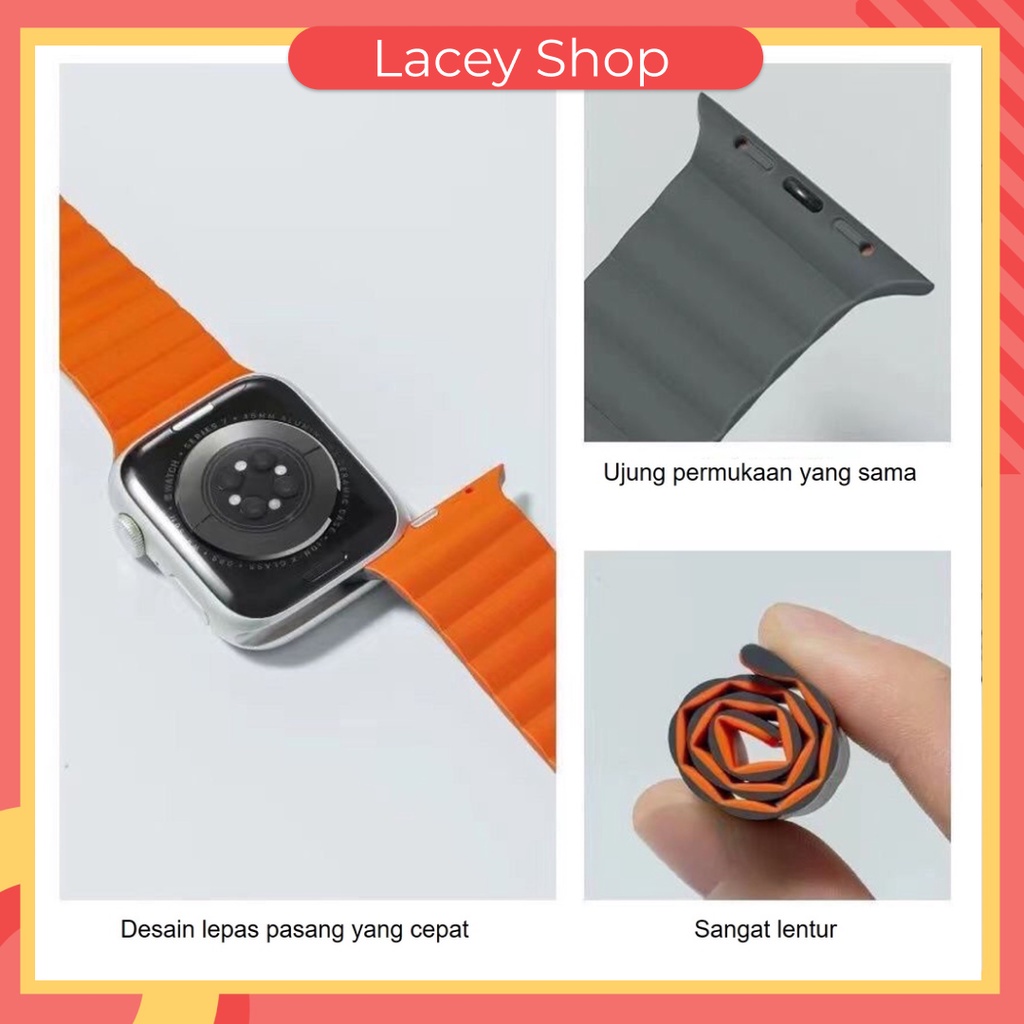 Strap Jam Apple Watch Tali Series 8/7/6/5/4/3/2/1 Silicone Magnetic Lock