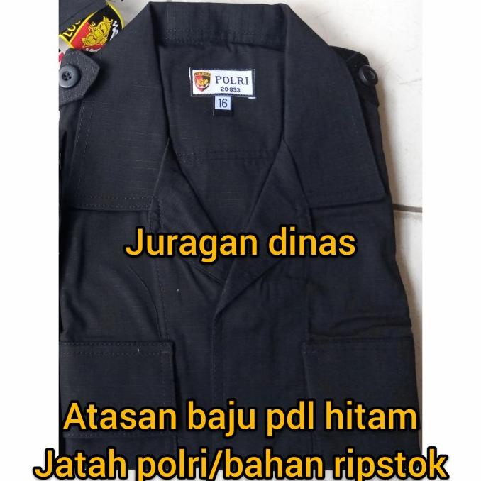 Atasan Baju Pdl Hitam Brimob Jatah Polri Bahan Risptok - Seragam Pria Terlaris