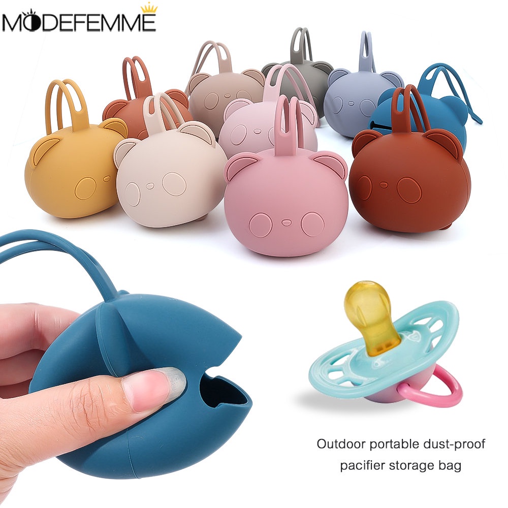 1pc Kunci Headset Kunci Wadah Penyimpanan Perhiasan Koin Kantong Dengan Tali Dot Bayi Silikon Holder Portable Kecil Paket Objek Lucu Tas Kepala Panda