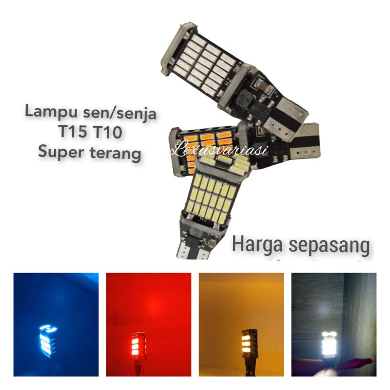 Lampu led sein lampu sen senja cambus T10 T15 45 mata super terang buat motor mobil