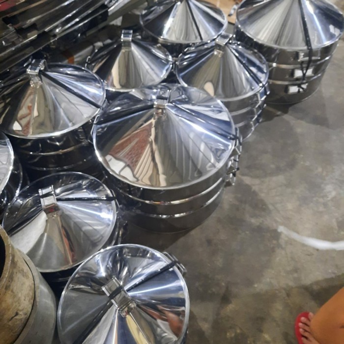 kalakat susun steamer bulat/kukusan stainless/langseng serbaguna 50 cm