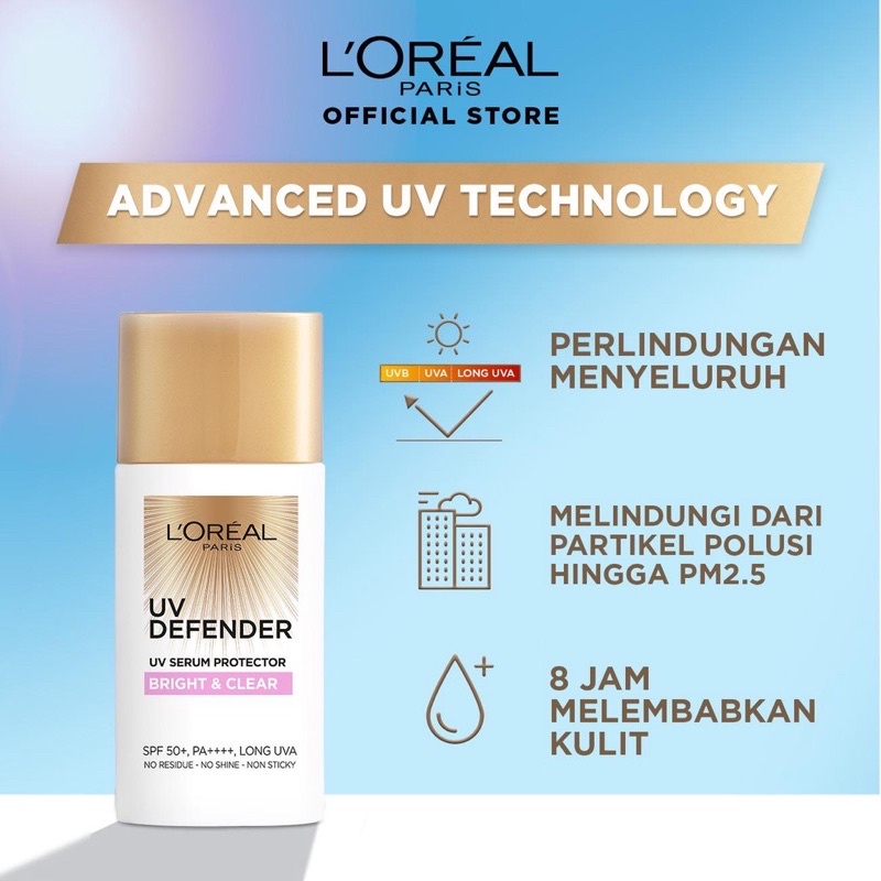 L'Oreal Paris UV Defender Serum Protector Sunscreen Bright&Clear SPF50+/PA++++ 50ml
