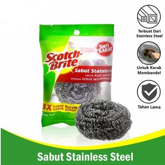 SABUT KAWAT CUCI PIRING SCOTCH BRITE ID-T57 STAINLESS ANTI KARAT