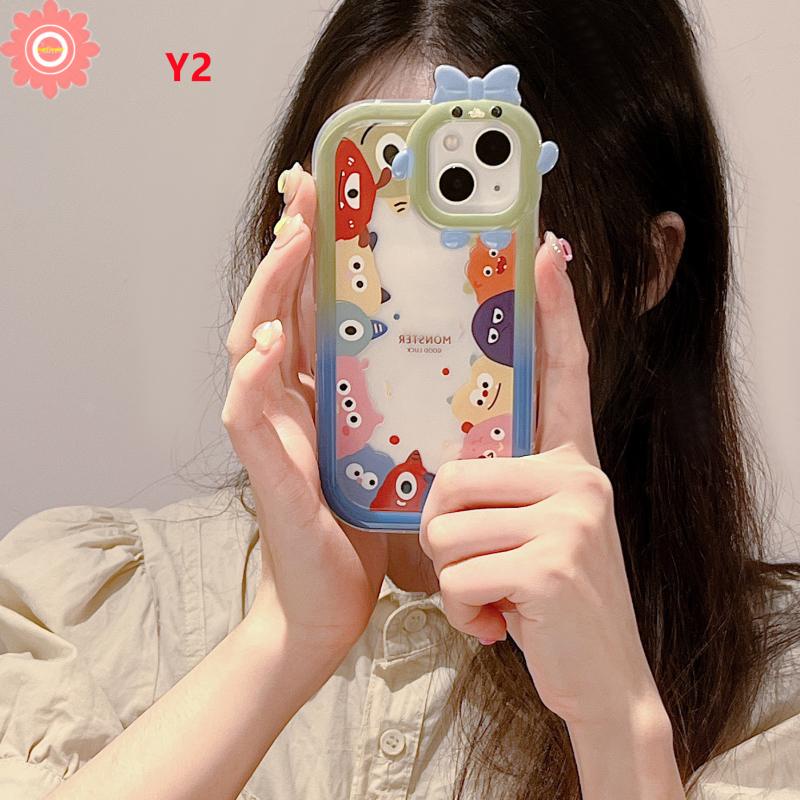 Casing Ponsel Monster Litte Kartun Redmi 9A A1 A1+9 10 9T 10C 10A 9C NF Redmi Note8 9 10 11 11S 10s 10s 10 11 Pro Max PO CO X3 M3 MI 11Lite Creative 3D Bow Little Monster Lens Sarung Cover Sarung