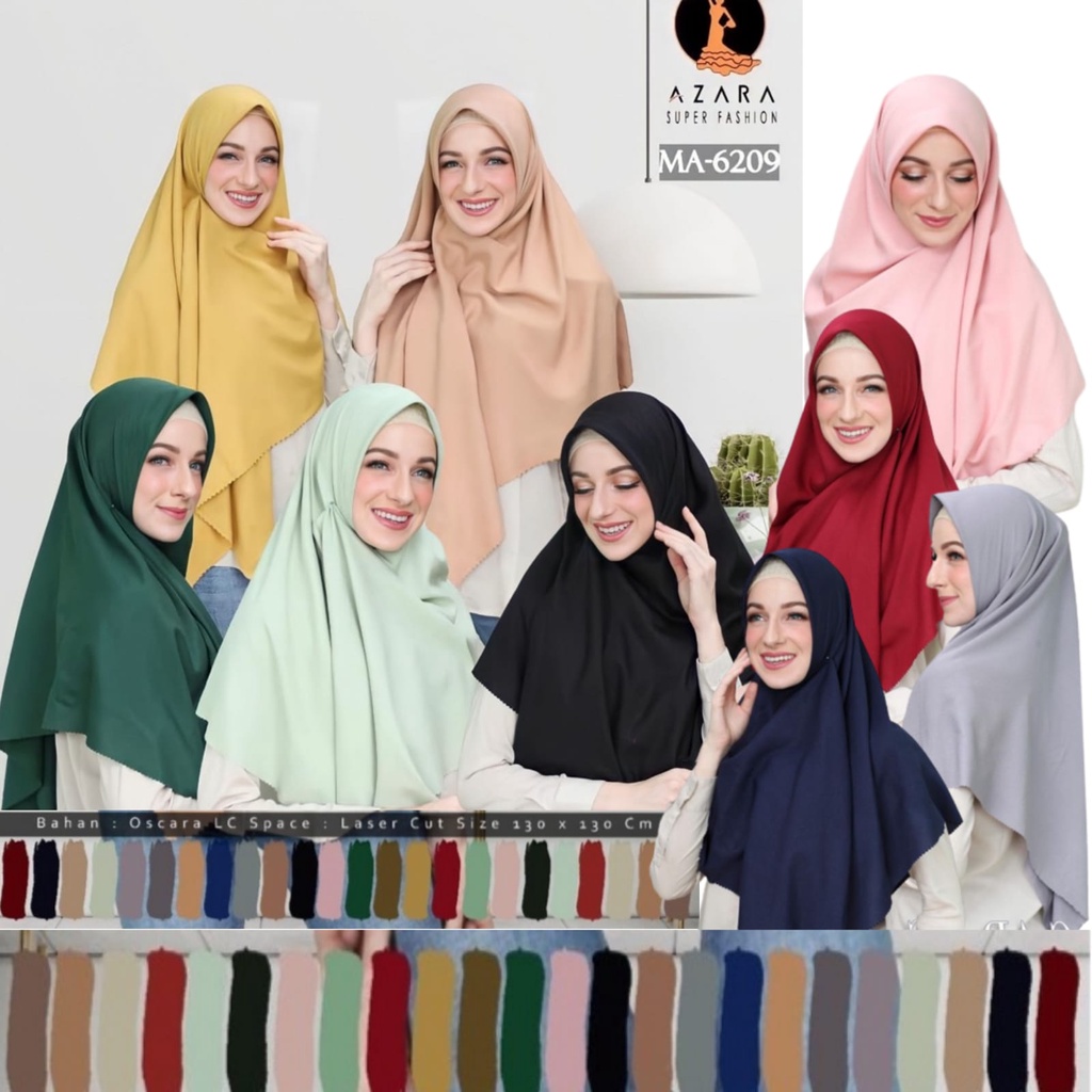 Hijab Syar'i Jumbo Azara Oscar Lacer Cut Kerudung Segiempat 130×130