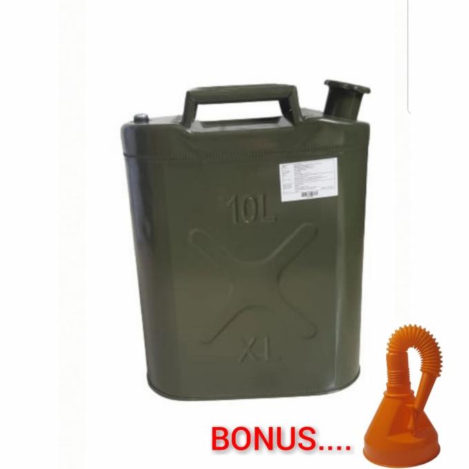 Jerigen Bensin Solar BBM Metal 10L - Jerry Can Besi 10ltr hijau armi
