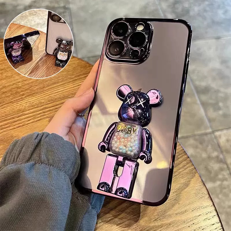 Case Pelindung Lensa Kamera 360 Derajat Untuk iPhone 14 Pro Max Plus 13 12 Pro Max° Casing Belakang Bahan TPU Desain Plating Transparan Anti Shock Dengan Dudukan Untuk Iphone