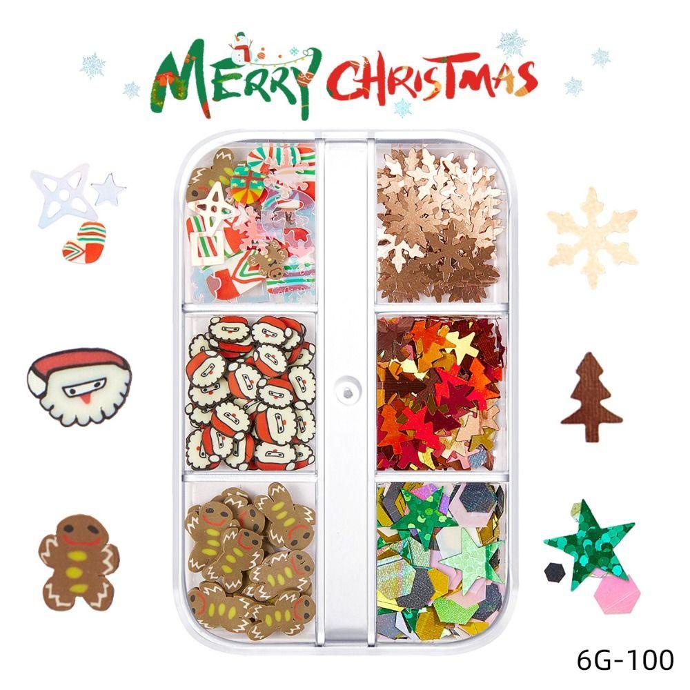 Mxbeauty Natal Dekorasi Nail Art Glitter Warna-Warni Kawaii Manicure Desain Wanita Snowflake Santa Claus Xmas Hadiah Gadis Irisan Lembut