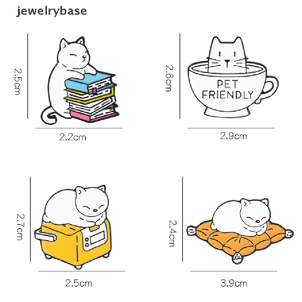 Bros Pin Enamel Desain Kartun Kucing Cangkir Teh Bahan Alloy Metal Warna Hitam Putih Untuk Jaket Tas Ransel