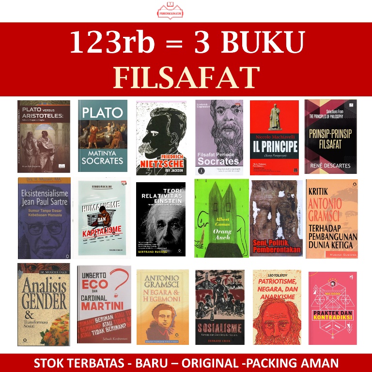 Paket 3 Buku Filsafat Pilihan – Socrates, Plato, Aristoteles, Albert Camus, Nietzsche, Jean Paul Sar