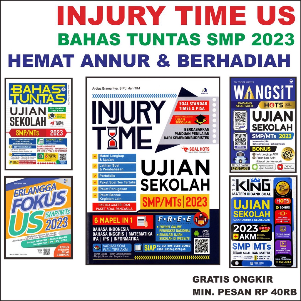 INJURY TIME UJIAN SEKOLAH SMP/MTs 2023 HEMAT & Berhadiah + DETAK DETIK UN SMP / MTS, WANGSIT US SMP,