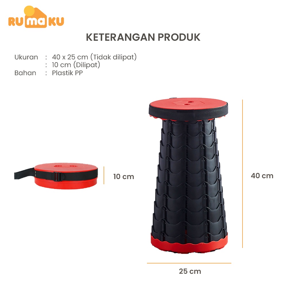 Rumaku Bangku Lipat Kursi Lipat Outdoor Camping Kuat Kokoh Tahan Beban Telescopic