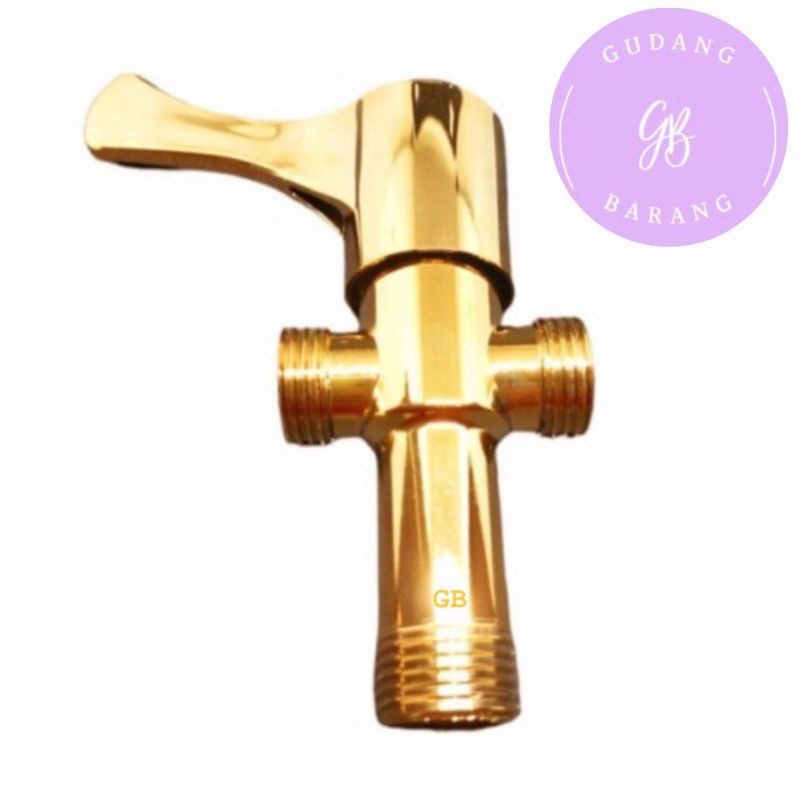 Stop Kran Warna Emas Double - Stop Kran Shower Tee Double Gold