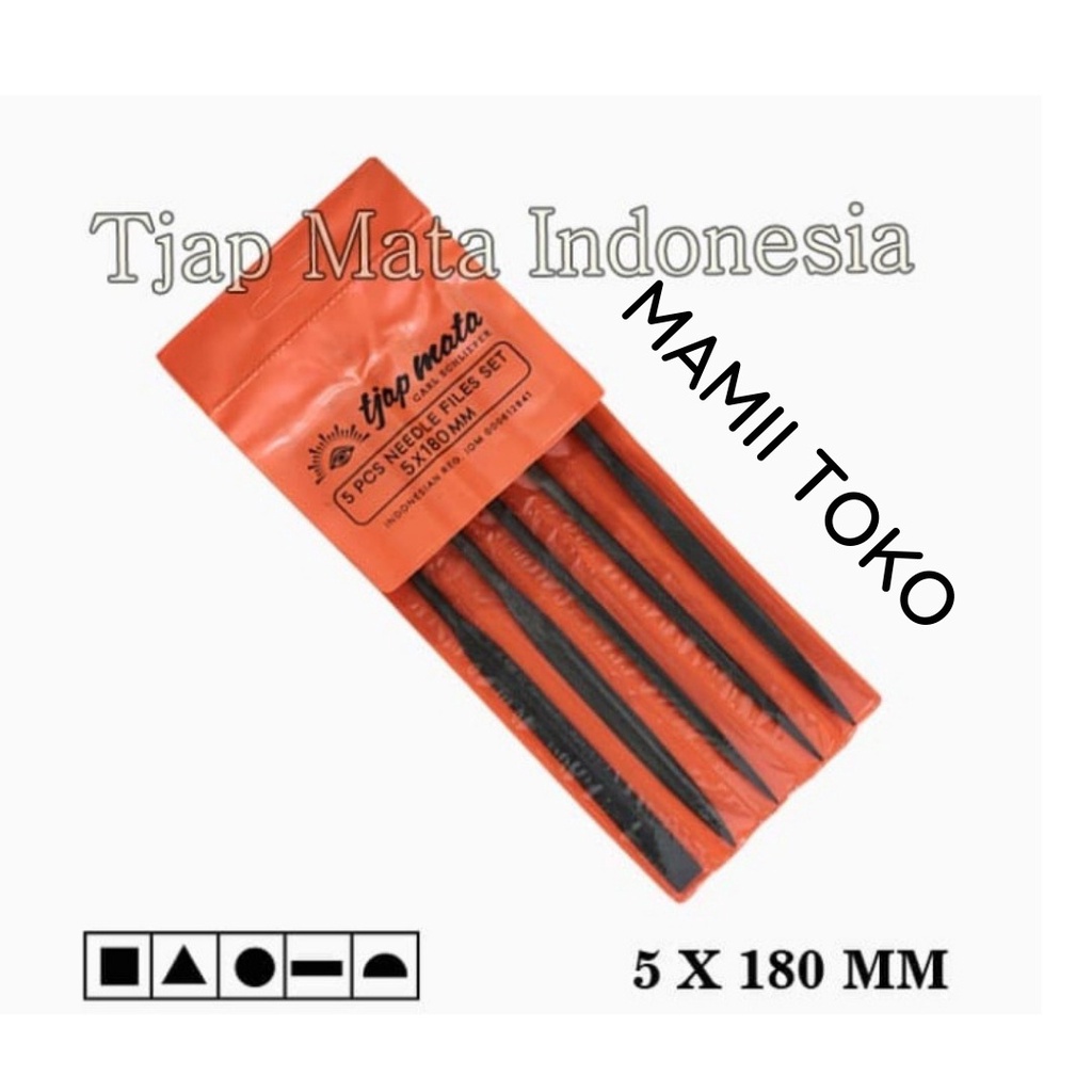 Kikir Besi Set 5 pcs Tjap Mata 5 x 180 MM Kikir Sumpit Cap Mata Set