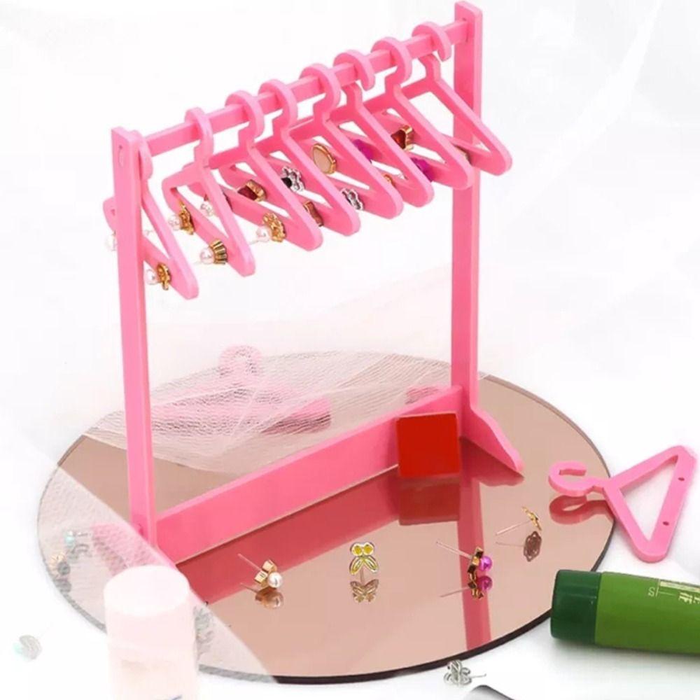 Mxbeauty Stand Display Anting Akrilik Gadis Multi-Warna Hadiah Ear Stud Holder Liontin Dekorasi Desktop Penyimpanan Lemari Jas-hanger Bentuk Perhiasan Show Case