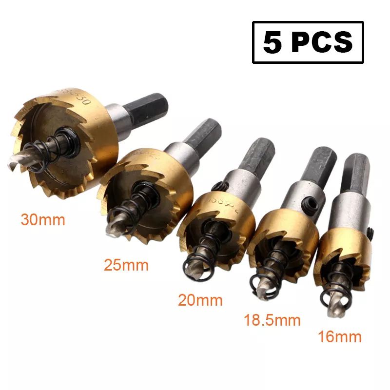 Nuansa - Mata Bor Hole Cutter HSS / Drill Bit Hole Saw Set High Quality 16 - 30mm untuk Besi Kayu Plastik Alumunium dsb