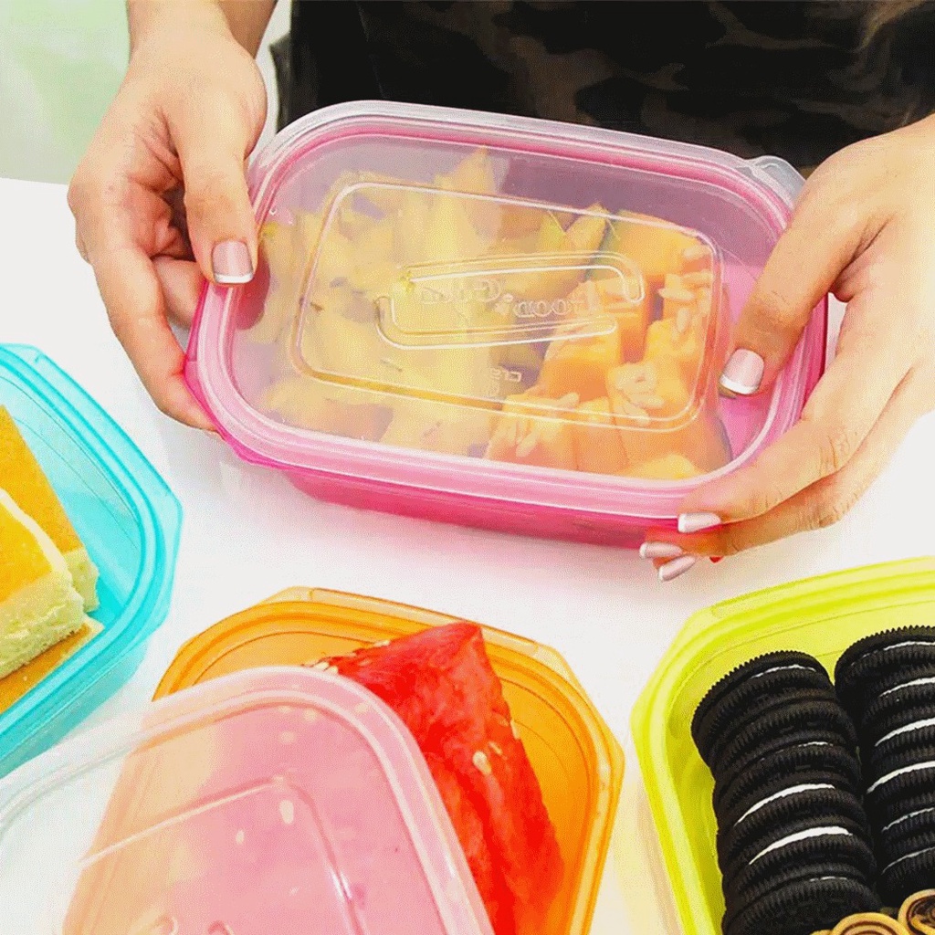 IG - Lunchbox Warna|Kotak Bekal Transparan|Kotak Penyimpanan Makanan 500ml