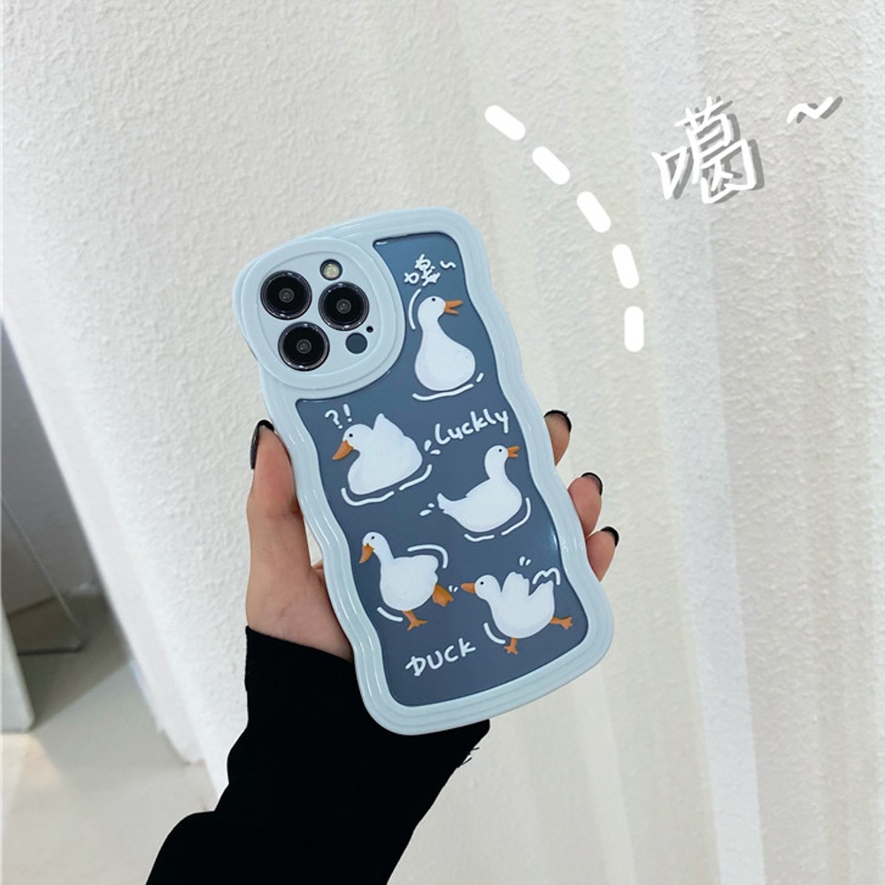 Case Motif Gelombang Hati Putih Kompatibel Untuk14 13 12 11 Pro Max7 8 Plus XR X XS Max Se2020 2022 Casing Ponsel Bening Soft Cover