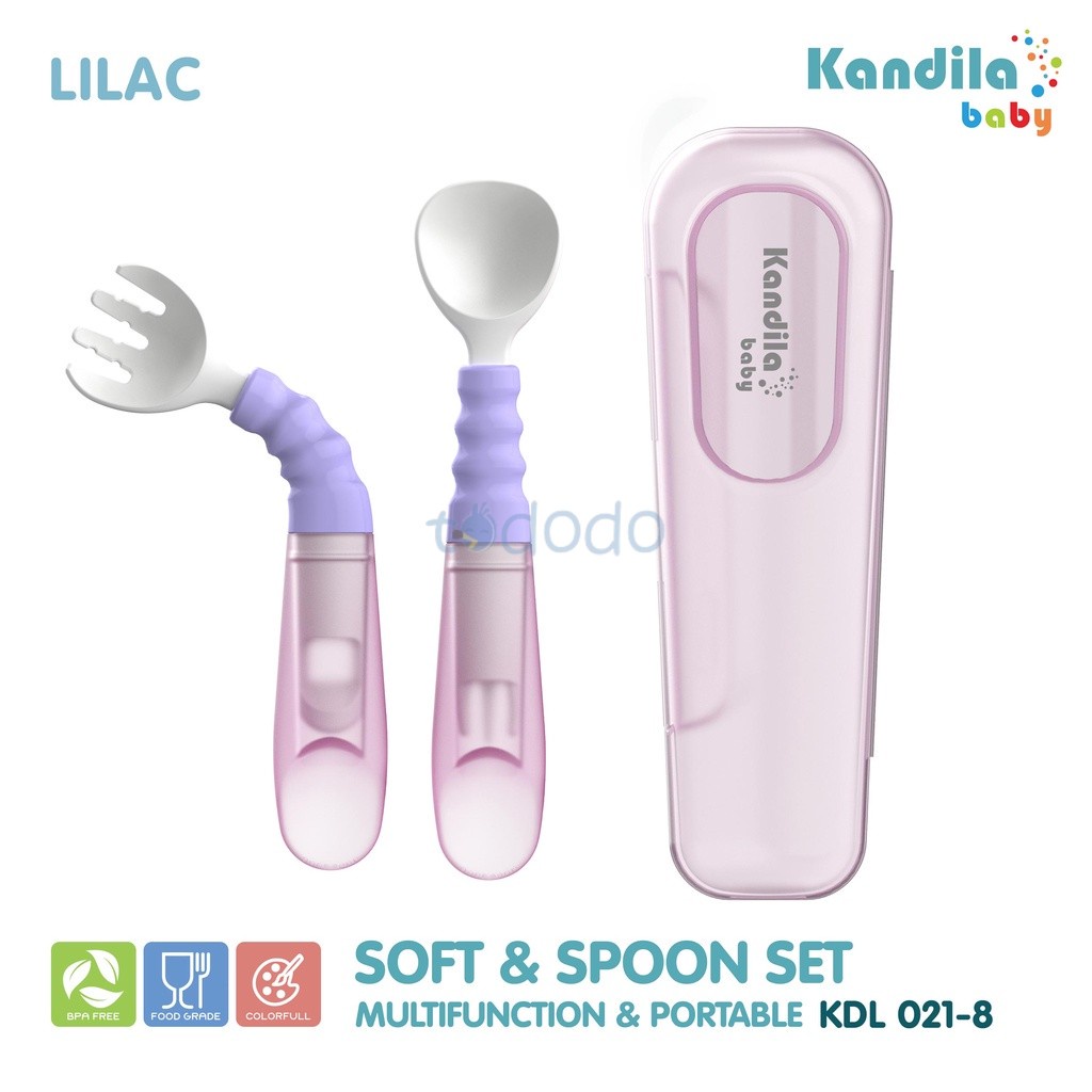 Sendok Garpu Untuk Belajar Makan Anak Bayi Kandila Fork &amp; Spoon Set KDL 021-8