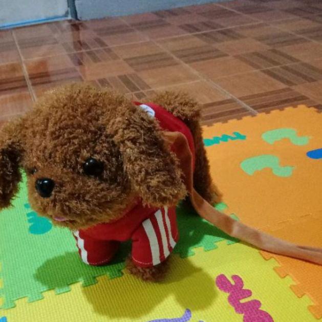 Boneka anjing / boneka PUPPY music bisa berjalan dan bergoyang - Merah