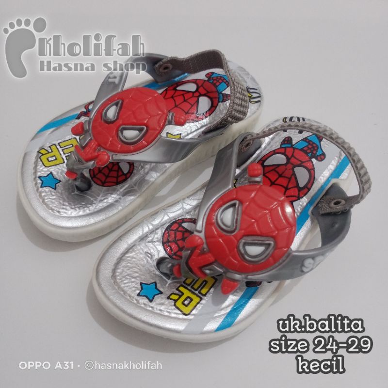 sandal bayi bunyi cit-cit karakter Spiderman/Doraemon lucu murah