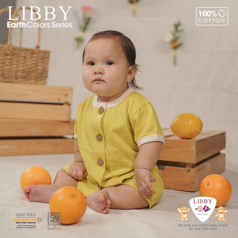 LIBBY Stelan Pendek Rocco Earth Color | Motif Size 0 s.d 4 Tahun (1 stel/pack)