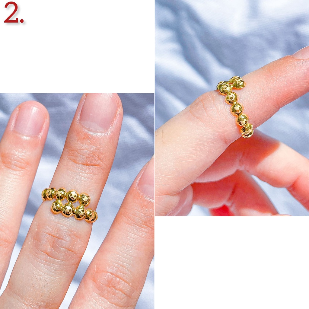 NEW! Cincin aesthetic anak dan dewasa emas asli kadar 70 lokal selisih layer stack tanpa permata ringan lebar bulat biji lada tunangan