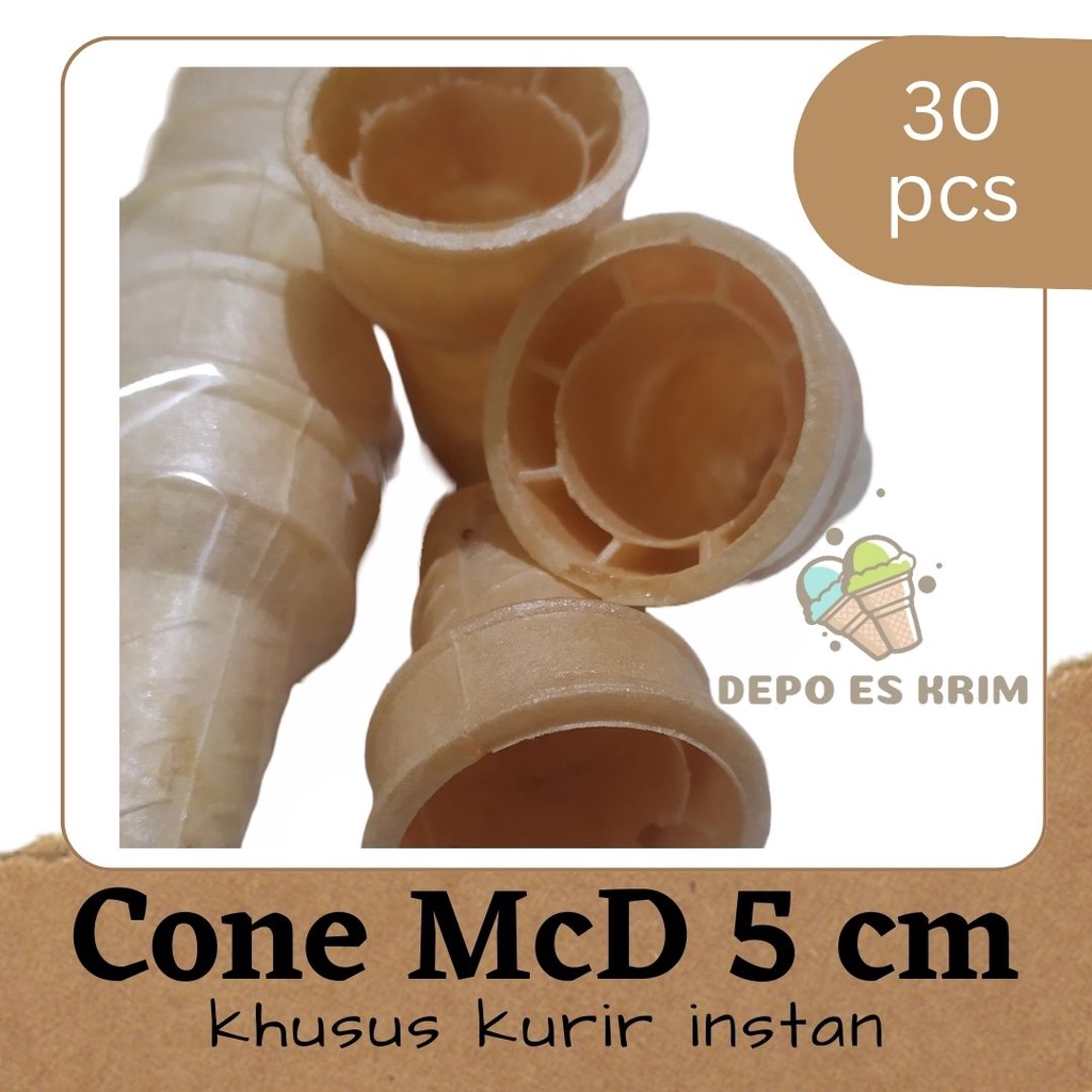 Cone McD 5 cm 30 pcs Kurir Instan (Opak Es Krim Krupuk Corong Contong Cuncum Ice Cream)