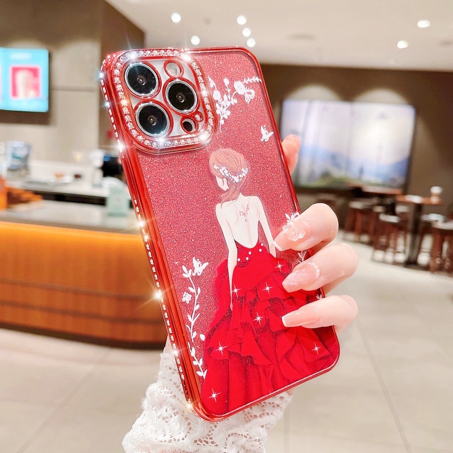 Case Desain Dewi Aksen Berlian Untuk Iphone 14 13 12 11Pro max X Xr Xs max 8 7Plus 14 pro max