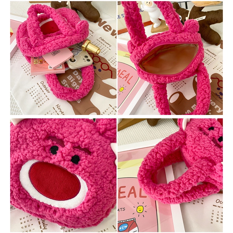 PLUSH WINNIE Bear Bag Bulu Hand Bag Cute Korean Style Pooh Lotso Monster Inc Karakter Kartun By Chikoisme NR