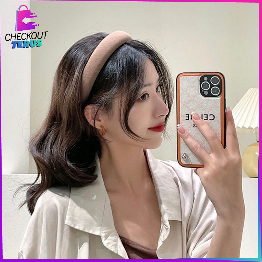 CT C726 Bando Korea Wanita Bahan Kain Motif Polos Tebal Empuk Warna Pastel Aksesoris Rambut Cewek Kekinian