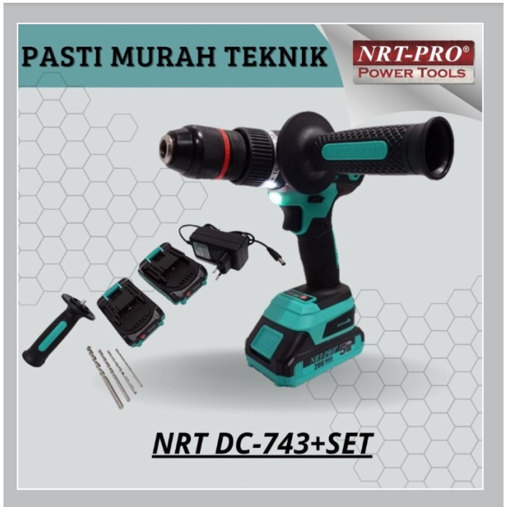 Bor Cordless Set DC-743 NRT PRO Brushless 20V DC 743 Bor Baterai 20 V