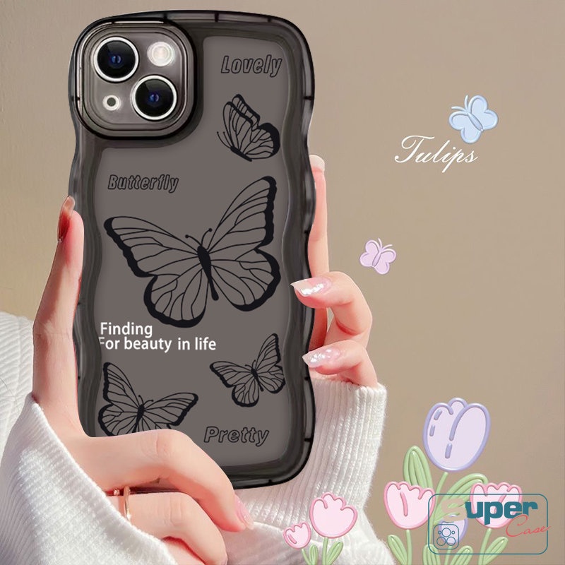 Retro Butterfly Soft Case Untuk Realme C35 C55 C25 C15 C11 C12 C21Y C25Y C20A C20 C3 C25s Realme5 6i 5s 5i C3 C1 TPU Wavy Edge Case Full Cover Pelindung