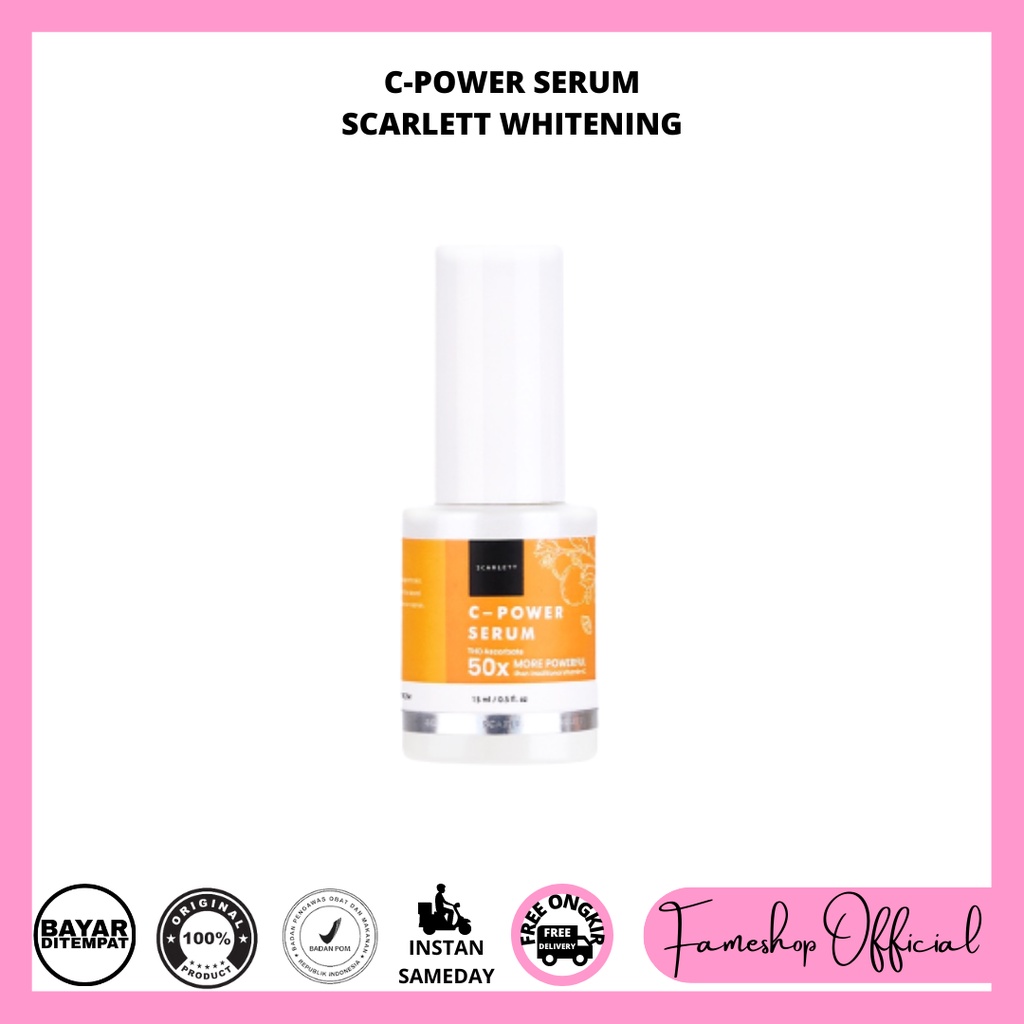 SCARLETT WHITENING SERUM C-POWER BRIGHTLY ACNE GLOWTENING RETINOL NIACINAMIDE EYE SERUM BRIFIDA by Felicya Angelista / Serum Wajah Muka Berjerawat Normal Glowing Murah Original BPOM