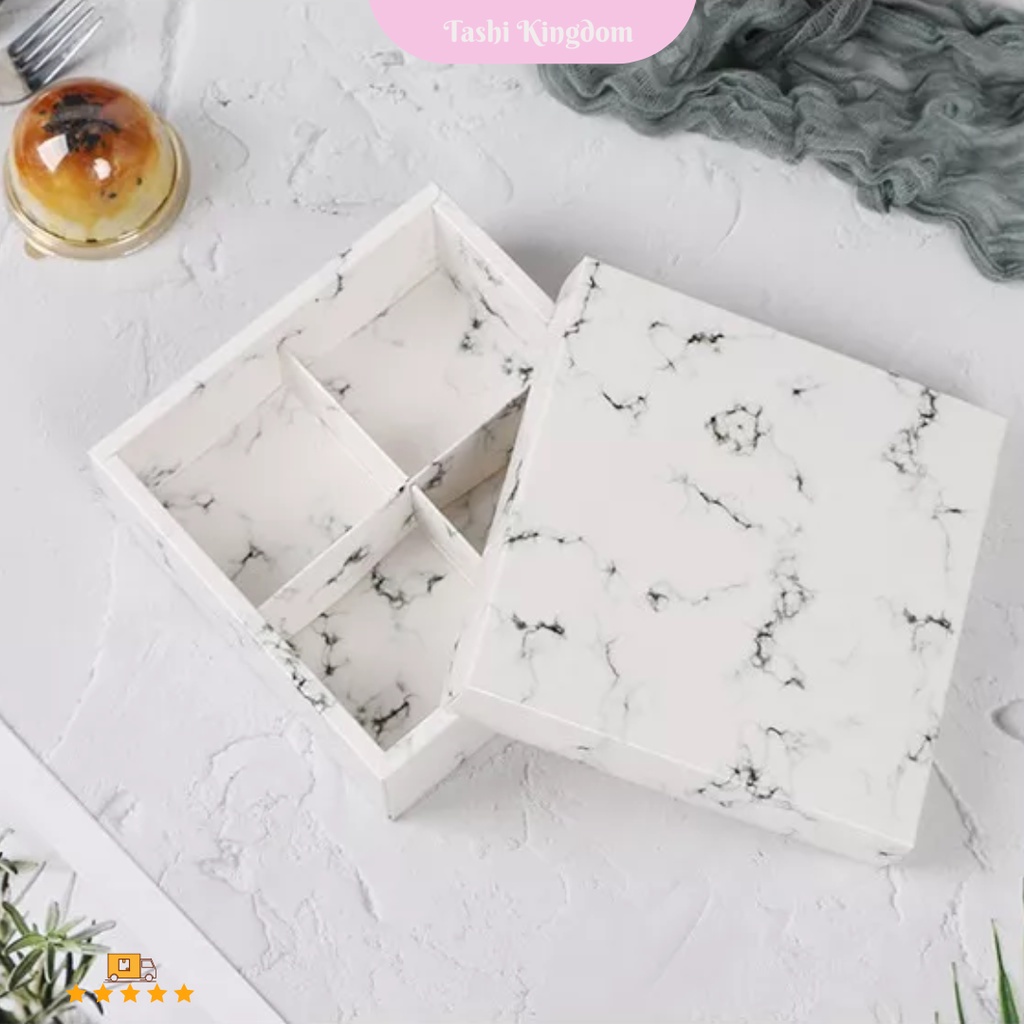 

M PaperBox Cupcake marmer Mika Kotak Kado Packing souvernir Cookies / Box skat 4 marble , kotak mooncake