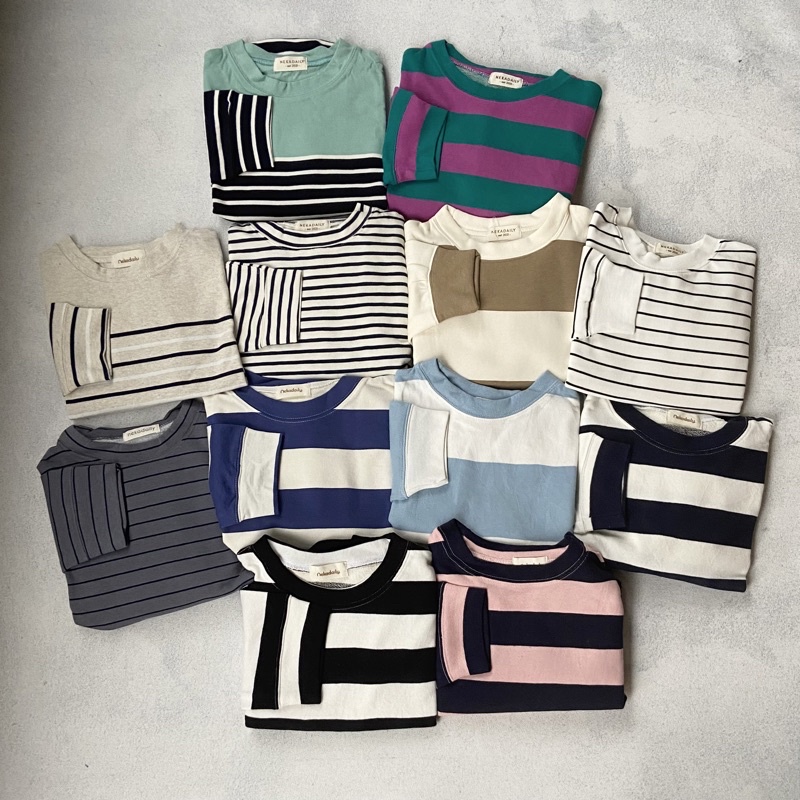 Sweater Crop Oversize Crewneck Stripe Sweatshirt Korean Style NEKADAILY