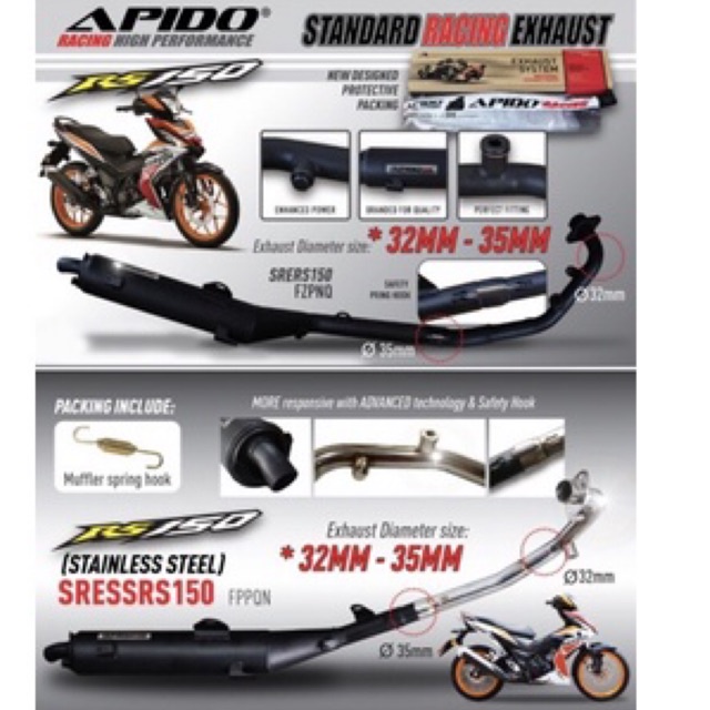 knalpot standar racing supra gtr sonic - knalpot supra gtr standar racing apido