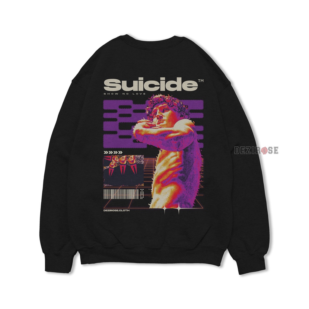 Crewneck Pria Suicide Sweater Switer Cowok Distro Tebal Premium Size M L XL XXL DEZIROSE Terbaru