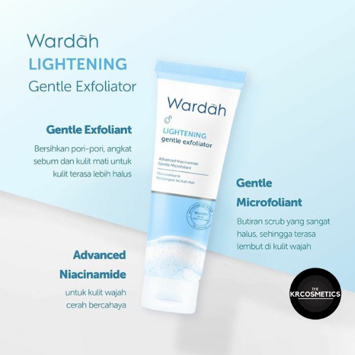 Wardah Lightening Gentle Exfoliator Scrub exfoliating wajah dengan Advanced Niacinamide 50 gr