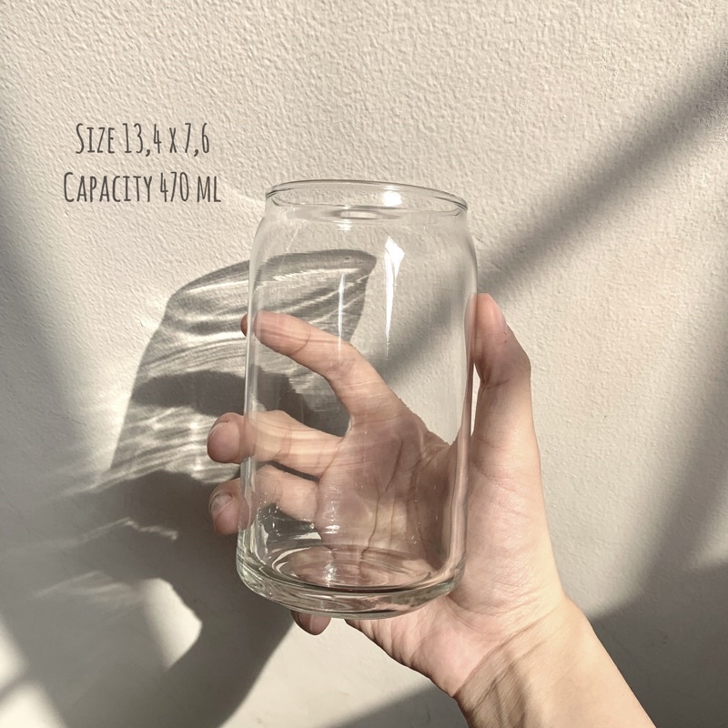 Glass Can | Gelas Kaca Bening Aesthetic Homecafe Tea Coffee Cup 470ML