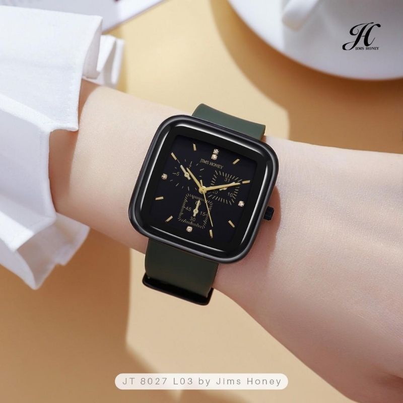 JAM TANGAN PRIA WANITA EXCLUSIVE JIMS HONEY JH 8027 JAM TANGAN UNISEX STRAP KARET RUBBER KOTAK UNIK KADO ULTAH ANNIVERSARY PACAR ISTRI CEWEK PEREMPUAN UNIK ELEGANT CANTIK MURAH FEMINIM