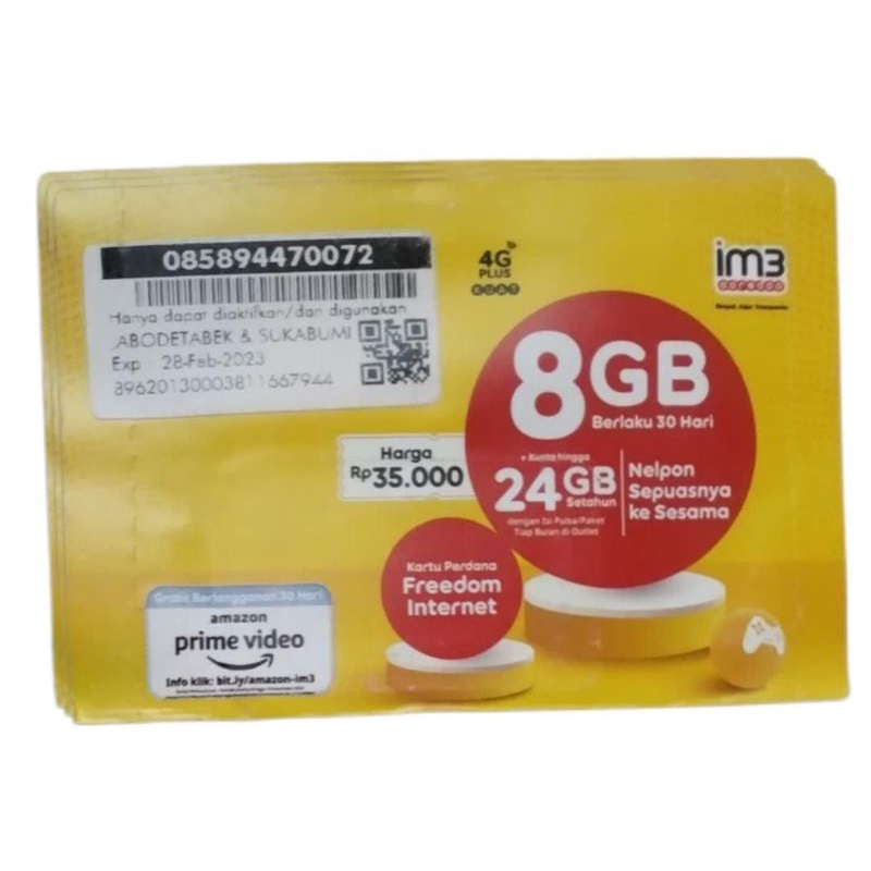 KARTU PERDANA INDOSAT 8GB