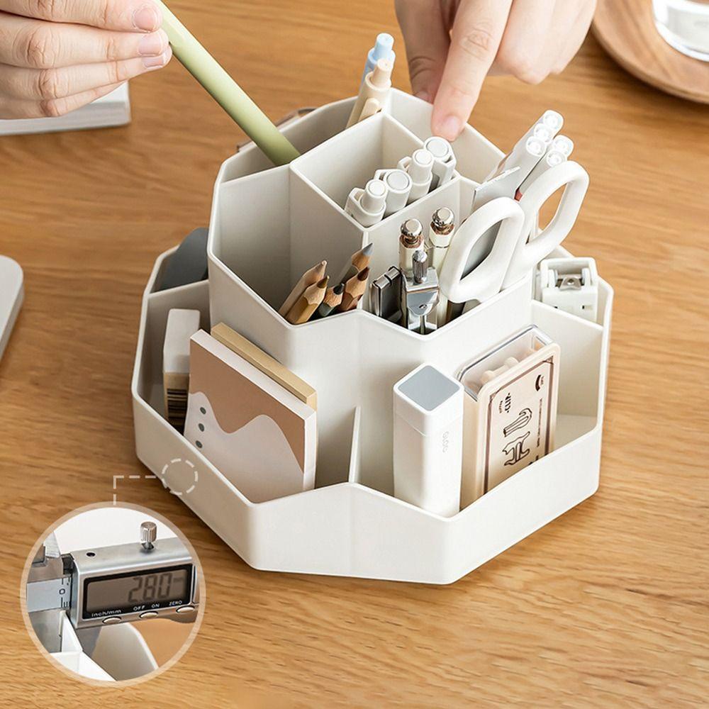 Preva Rotate Pen Holder Alat Tulis Multifungsi Kapasitas Besar Desktop Storage Box