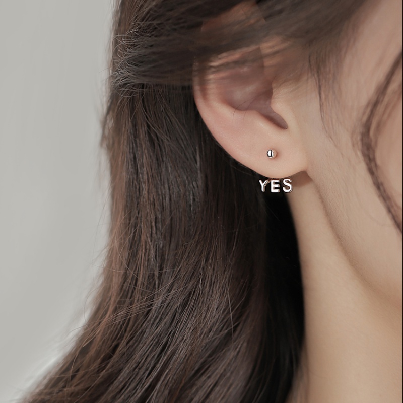 We Flower Anting Stud S925 Silver Desain Tulisan YES NO Gaya Korea Untuk Wanita