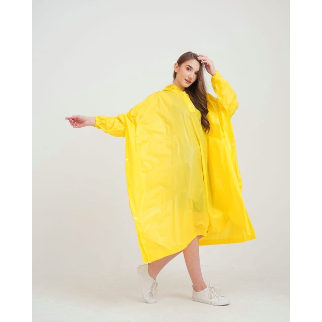 Jas Hujan Wanita Lengan Panjang Model Ponco Original BROMO Kekinian Terbaru Warna Pink Murah Bahan PVC Tebal Kuat Premium