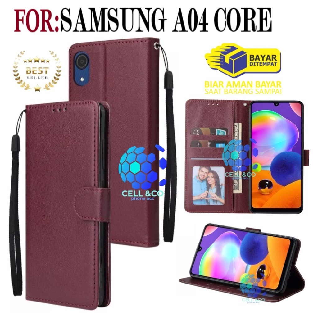 NEW SAMSUNG A04 CORE TERBARU CASE FLIP LEATHER WALLET PREMIUM FLIP CASE BUKA TUTUP KESING HP CASING FLIP CASE WALLET SAMSUNG A04 CORE