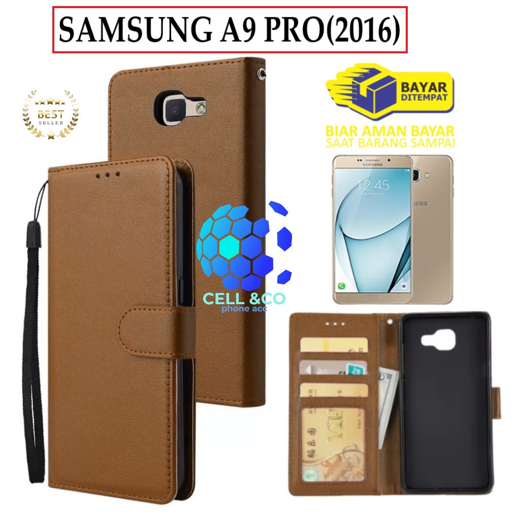 FLIP COVER SAMSUNG A9 PRO 2016 LEATHER WALLET PREMIUM FLIP CASE BUKA TUTUP KESING HP CASING FLIP CASE WALLET SAMSUNG A9 PRO 2016