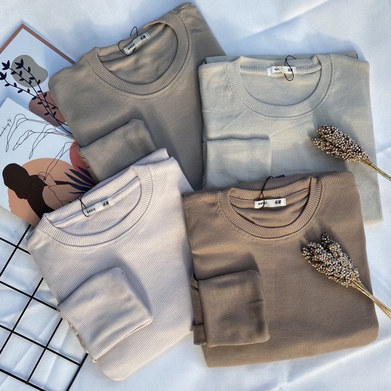 Kaos Rib Premium / Kaos Grosir / Kaos Rib Premium Tebal / Kaos Lengan Panjang Termurah