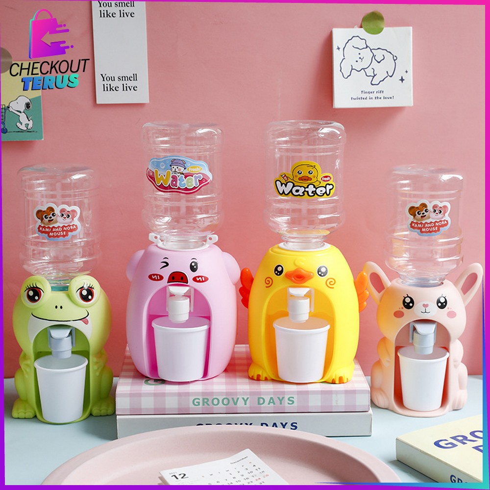 CT M295 Dispenser Mini Air Minum Anak Karakter Bebek Kartun Mainan Tempat Air Minum Dispenser Air Galon Portable